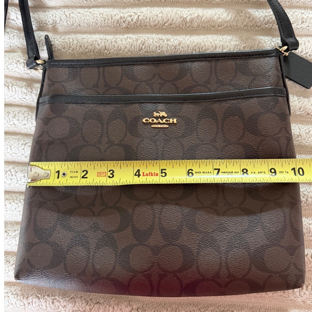 Coach Rowan File Bag Signature Canvas Mahogany Black Crossbody F29210 - Picture 7 of 14